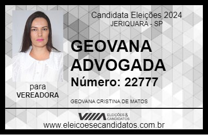 Candidato GEOVANA ADVOGADA 2024 - JERIQUARA - Eleições