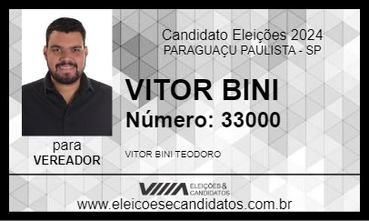 Candidato VITOR BINI 2024 - PARAGUAÇU PAULISTA - Eleições