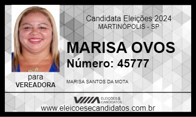 Candidato MARISA OVOS 2024 - MARTINÓPOLIS - Eleições