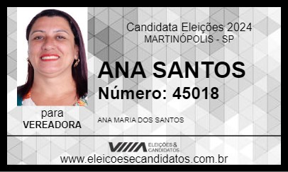 Candidato ANA SANTOS 2024 - MARTINÓPOLIS - Eleições