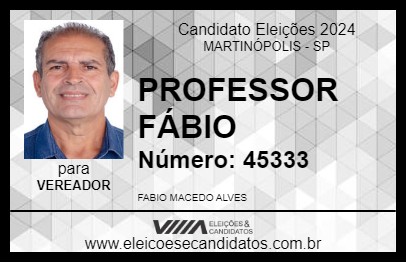 Candidato PROFESSOR FÁBIO 2024 - MARTINÓPOLIS - Eleições