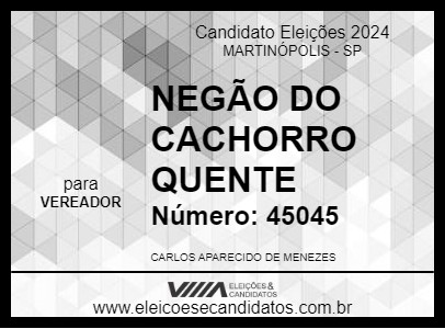 Candidato NEGÃO DO CACHORRO QUENTE 2024 - MARTINÓPOLIS - Eleições