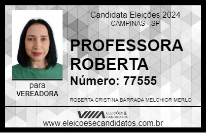 Candidato PROFESSORA ROBERTA 2024 - CAMPINAS - Eleições