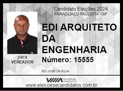 Candidato EDI ARQUITETO DA ENGENHARIA 2024 - PARAGUAÇU PAULISTA - Eleições