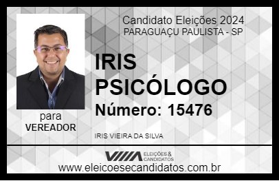 Candidato IRIS PSICÓLOGO 2024 - PARAGUAÇU PAULISTA - Eleições