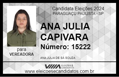 Candidato ANA JULIA CAPIVARA 2024 - PARAGUAÇU PAULISTA - Eleições