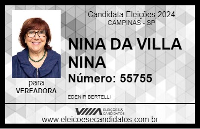 Candidato NINA DA VILLA NINA 2024 - CAMPINAS - Eleições