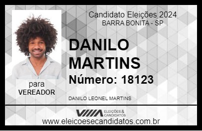 Candidato DANILO MARTINS 2024 - BARRA BONITA - Eleições