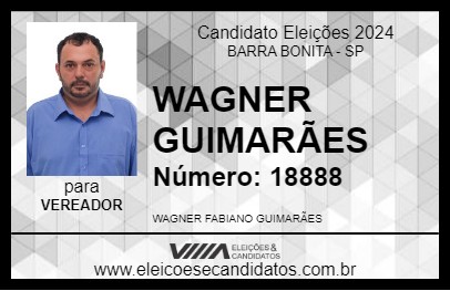 Candidato WAGNER GUIMARÃES 2024 - BARRA BONITA - Eleições