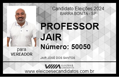 Candidato PROFESSOR JAIR 2024 - BARRA BONITA - Eleições