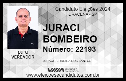 Candidato JURACI BOMBEIRO 2024 - DRACENA - Eleições