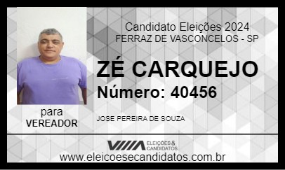 Candidato ZÉ CARQUEJO 2024 - FERRAZ DE VASCONCELOS - Eleições