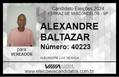 Candidato ALEXANDRE BALTAZAR  2024 - FERRAZ DE VASCONCELOS - Eleições