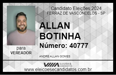 Candidato ALLAN BOTINHA 2024 - FERRAZ DE VASCONCELOS - Eleições