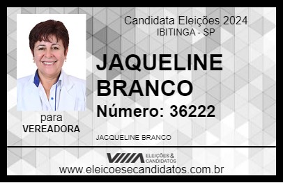 Candidato JAQUELINE BRANCO 2024 - IBITINGA - Eleições