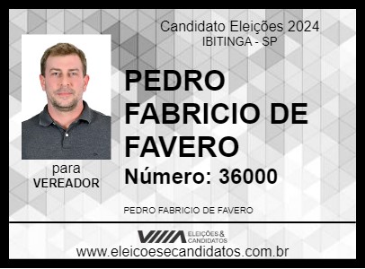 Candidato PEDRO FABRICIO DE FAVERO 2024 - IBITINGA - Eleições