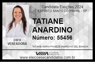 Candidato TATIANE ANARDINO 2024 - ESPÍRITO SANTO DO PINHAL - Eleições