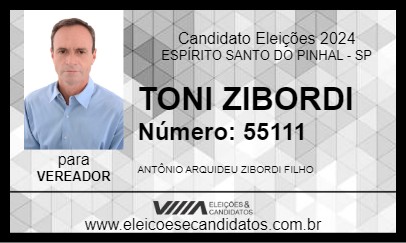 Candidato TONI ZIBORDI 2024 - ESPÍRITO SANTO DO PINHAL - Eleições