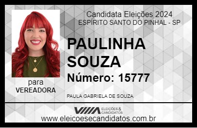 Candidato PAULINHA SOUZA 2024 - ESPÍRITO SANTO DO PINHAL - Eleições