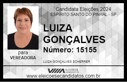 Candidato LUIZA GONÇALVES 2024 - ESPÍRITO SANTO DO PINHAL - Eleições