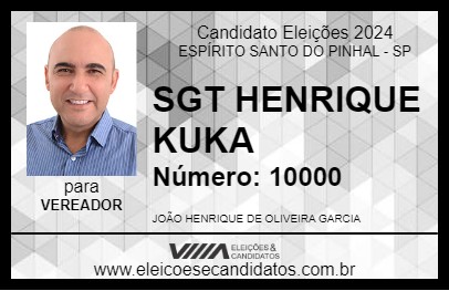 Candidato SGT HENRIQUE KUKA 2024 - ESPÍRITO SANTO DO PINHAL - Eleições