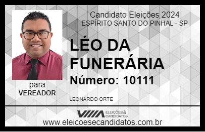 Candidato LÉO DA FUNERÁRIA 2024 - ESPÍRITO SANTO DO PINHAL - Eleições