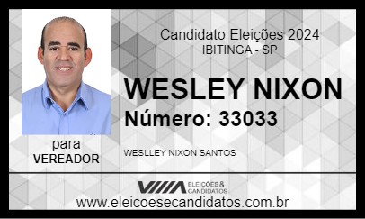 Candidato WESLEY NIXON 2024 - IBITINGA - Eleições