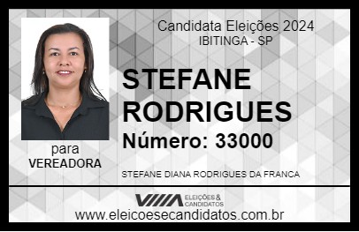 Candidato STEFANE RODRIGUES 2024 - IBITINGA - Eleições