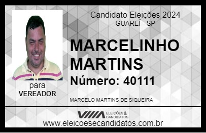 Candidato MARCELINHO MARTINS 2024 - GUAREÍ - Eleições