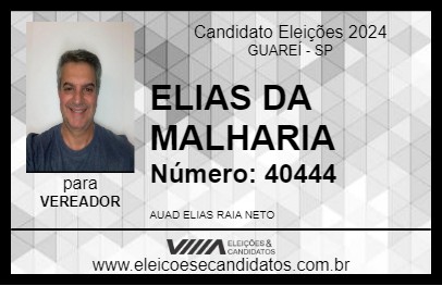 Candidato ELIAS DA MALHARIA 2024 - GUAREÍ - Eleições