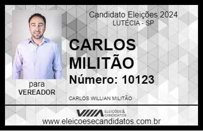 Candidato CARLOS MILITÃO 2024 - LUTÉCIA - Eleições