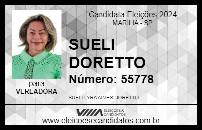 Candidato SUELI DORETTO 2024 - MARÍLIA - Eleições