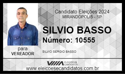 Candidato SILVIO BASSO 2024 - MIRANDÓPOLIS - Eleições