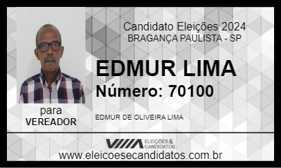 Candidato EDMUR LIMA 2024 - BRAGANÇA PAULISTA - Eleições