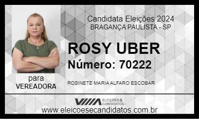 Candidato ROSY UBER 2024 - BRAGANÇA PAULISTA - Eleições