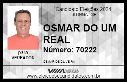 Candidato OSMAR DO UM REAL 2024 - IBITINGA - Eleições