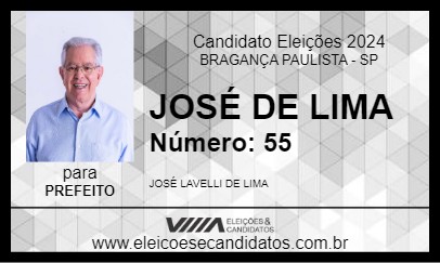 Candidato JOSÉ DE LIMA 2024 - BRAGANÇA PAULISTA - Eleições