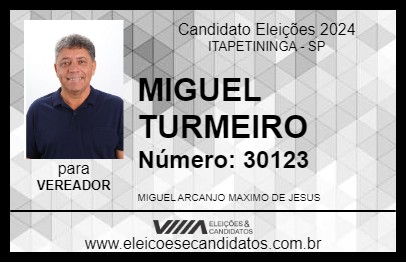 Candidato MIGUEL TURMEIRO 2024 - ITAPETININGA - Eleições