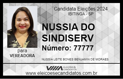 Candidato NUSSIA DO SINDISERV 2024 - IBITINGA - Eleições