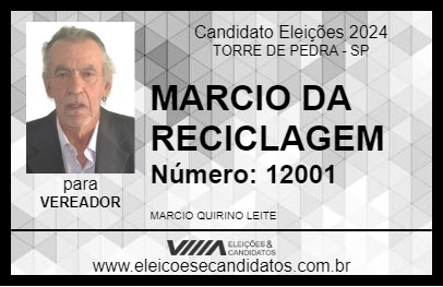 Candidato MARCIO DA RECICLAGEM 2024 - TORRE DE PEDRA - Eleições