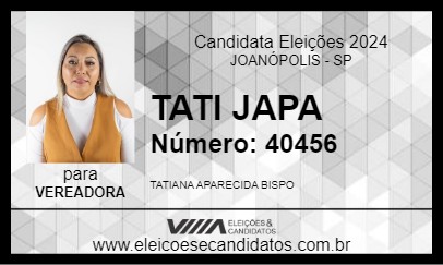 Candidato TATI JAPA 2024 - JOANÓPOLIS - Eleições