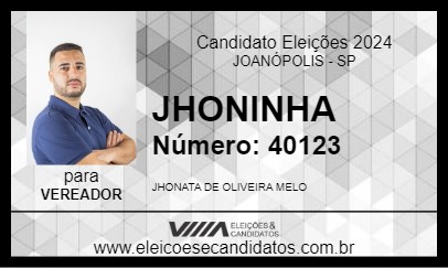 Candidato JHONINHA 2024 - JOANÓPOLIS - Eleições