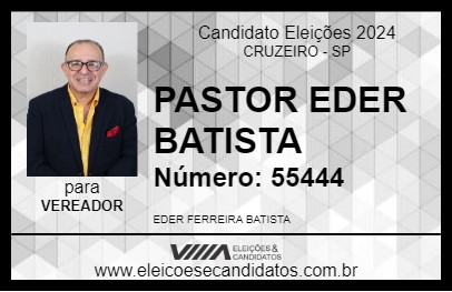 Candidato PASTOR EDER BATISTA 2024 - CRUZEIRO - Eleições