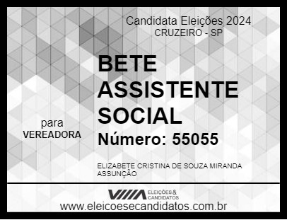 Candidato BETE ASSISTENTE SOCIAL 2024 - CRUZEIRO - Eleições