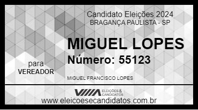 Candidato MIGUEL LOPES 2024 - BRAGANÇA PAULISTA - Eleições