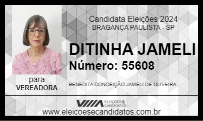 Candidato DITINHA JAMELI 2024 - BRAGANÇA PAULISTA - Eleições