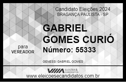 Candidato GABRIEL GOMES CURIÓ 2024 - BRAGANÇA PAULISTA - Eleições