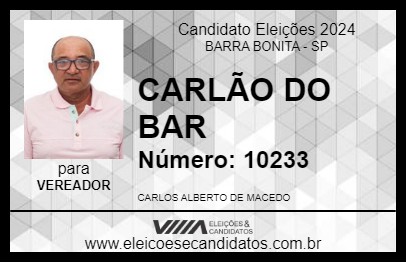 Candidato CARLÃO DO BAR 2024 - BARRA BONITA - Eleições