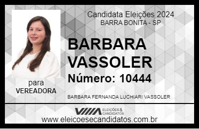 Candidato BARBARA VASSOLER 2024 - BARRA BONITA - Eleições