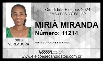 Candidato MIRIÃ MIRANDA 2024 - EMBU DAS ARTES - Eleições